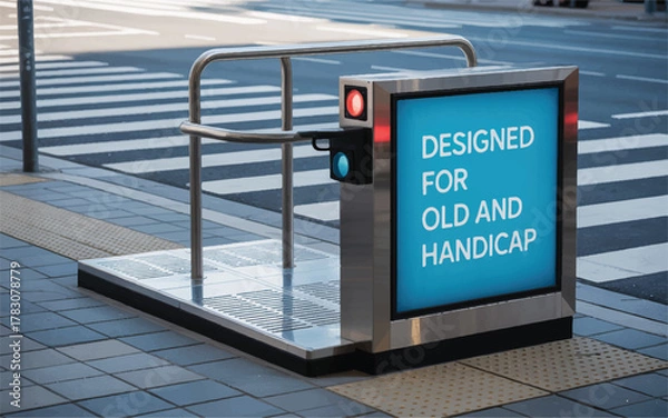 Fototapeta A Modern Accelerator Platform Designed with Dignity for the Elderly and Disabled, Where Safety Meets Smart Urban Innovation. 