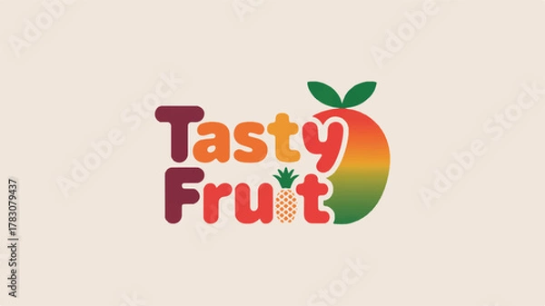 Fototapeta A perfect blend of color, taste, and design — symbolizing juicy mango sweetness and crisp apple vitality in one modern, refreshing brand identity. 