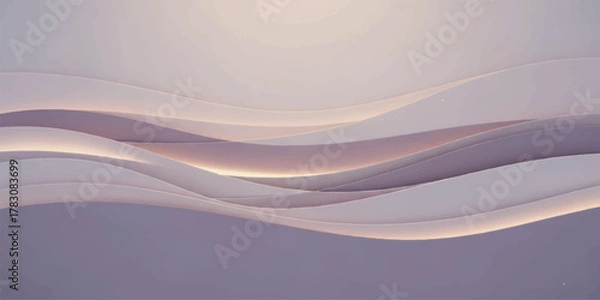 Fototapeta Abstract background with elegant flowing waves in soft purple and gold tones.