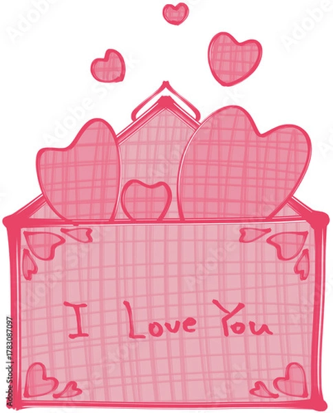 Obraz Envelope Opening with Hearts Illustration