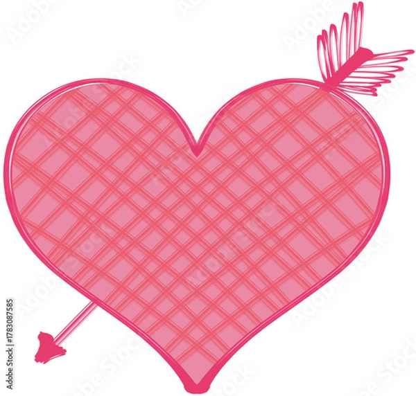 Obraz Pierced Pink Heart with Cupid's Arrow Illustration