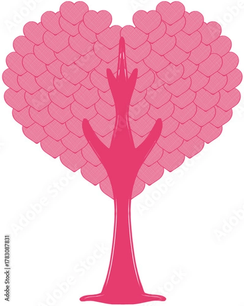 Obraz Stylized Pink Heart-Shaped Leaf Love Tree Element