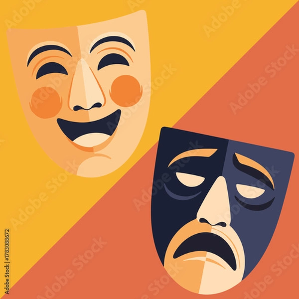 Fototapeta set illustration vector graphic of comedy and theater mask