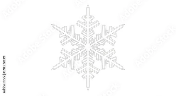 Obraz Detailed snowflake illustration on a clean white background.