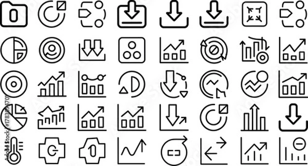 Obraz Business Chart Set Vector Isolated Illustration on Transparent Background for Web