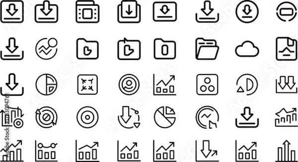 Obraz Download Icon Set Vector Illustration Isolated on Transparent Background for Web