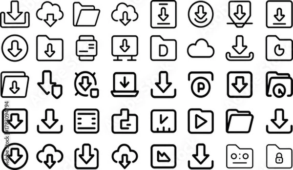 Obraz Download Set Vector Illustration of Arrow and Cloud Isolated on Transparent Background