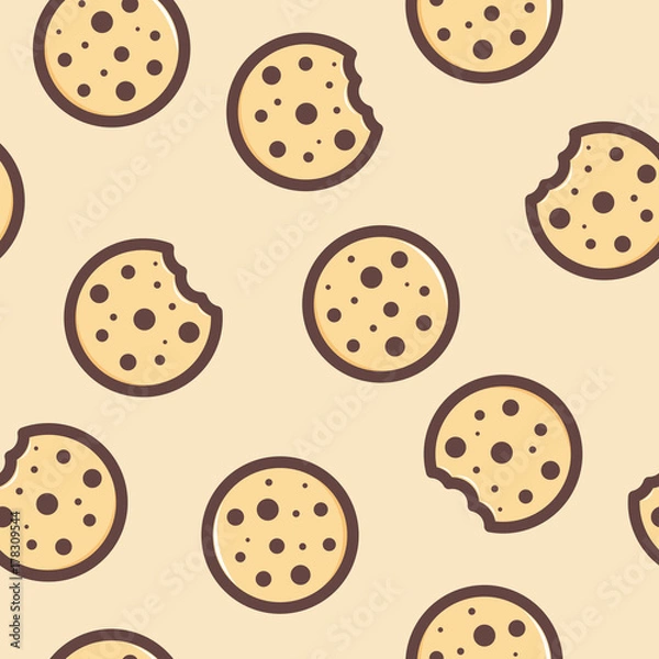 Fototapeta Seamless vector pattern with cookies 