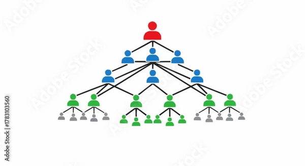 Fototapeta Colorful Hierarchical Structure of People in a Network.