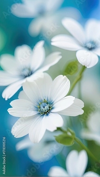Obraz white flower on blue background