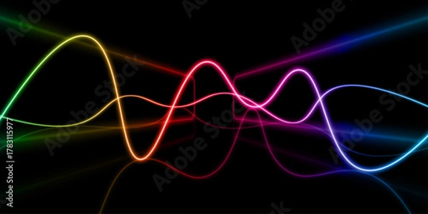 Fototapeta Abstract background with colorful neon wavy, glowing in spectrum light