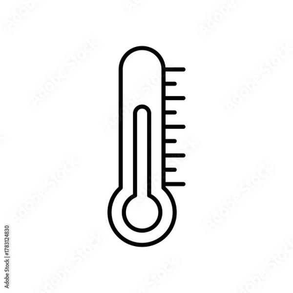 Fototapeta Thermometer icon illustrated in modern vector line style, isolated on a white background. Ideal for medical apps, temperature checking devices, healthcare equipment, and fever monitoring concepts.