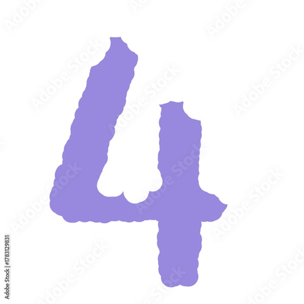 Fototapeta Purple number four with snow