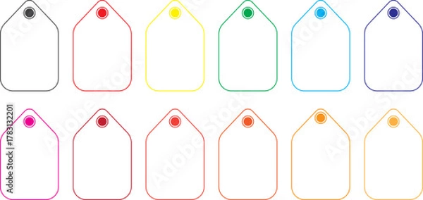 Fototapeta A set of colorful blank discount tags
