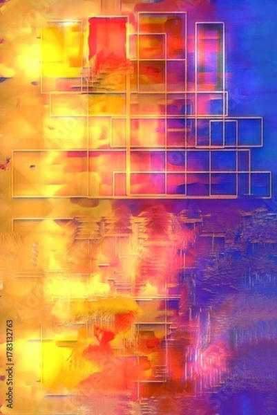 Fototapeta Abstract Neon Cityscape Reflection