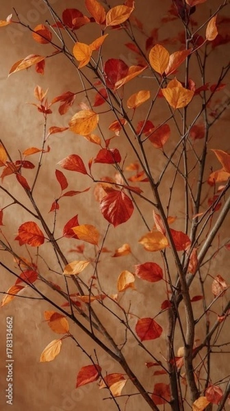 Obraz Vibrant autumn leaves in warm, earthy tones create a cozy, natural backdrop perfect for seasonal decor and rustic design projects