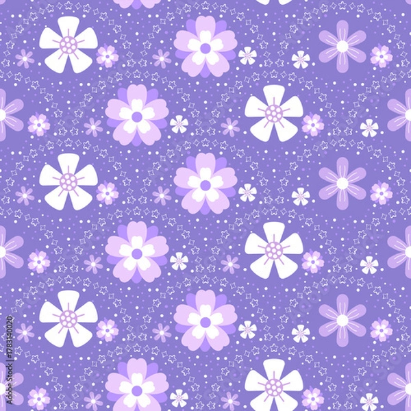 Obraz Seamless floral pattern with pink and purple flowers for spring and summer design