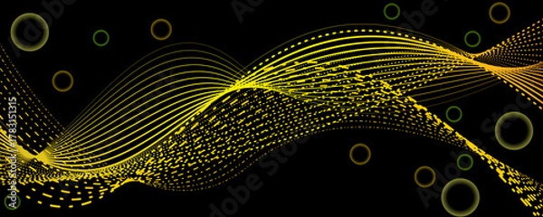 Obraz Abstract Data Flow Electric Wave: Neon orange and Gold Abstraction Future Beats: Soundwave Rhythms Quantum Energy: Particles in Motion