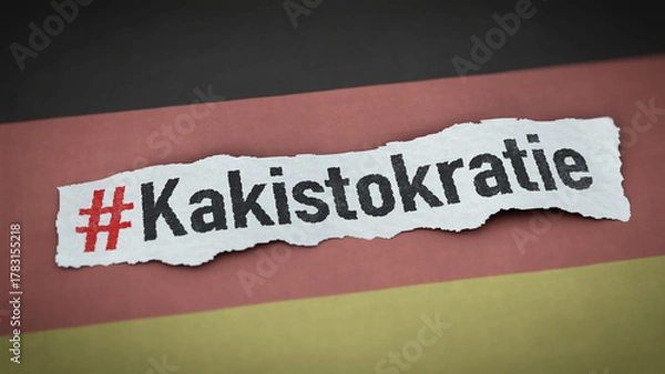 Obraz Papierschnipsel mit dem Wort Kakistokratie auf Deutschlandfahne
