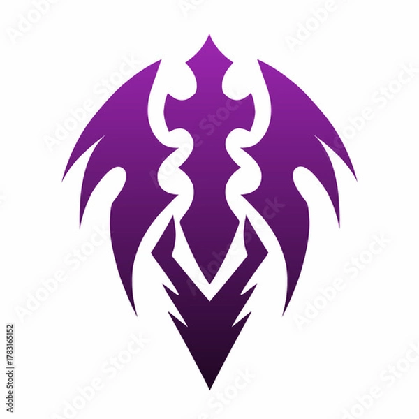 Obraz Abstract Tribal Phoenix Emblem in Purple Gradient