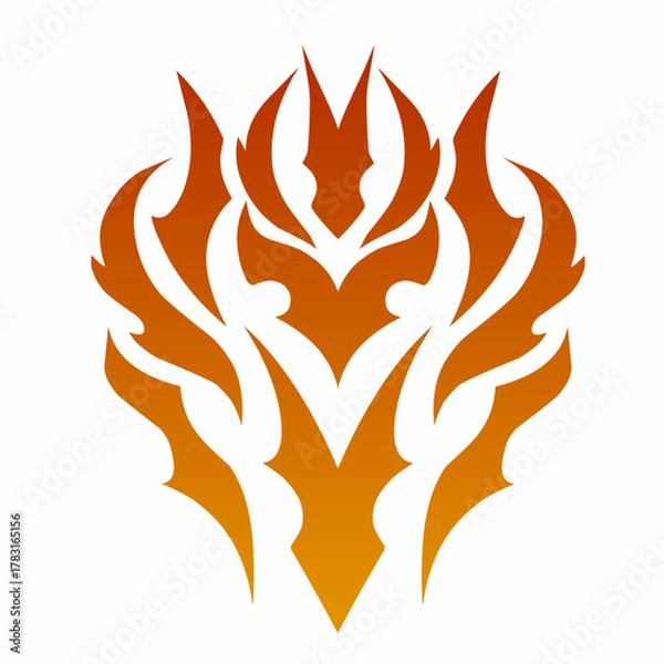 Fototapeta Abstract Tribal Flame Symbol with Orange Gradient Vector Illustration