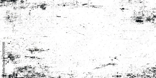 Fototapeta This high resolution abstract grunge texture features bold black ink splatters and distressed marks fading into a clean white background.