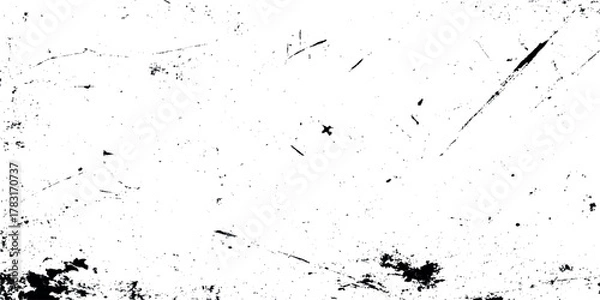 Fototapeta Abstract black and white grunge texture background with distressed paint splatter and rough scratched surface overlay.