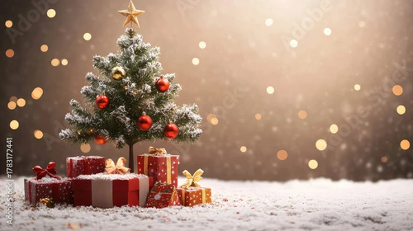 Obraz árbol de navidad y regalos