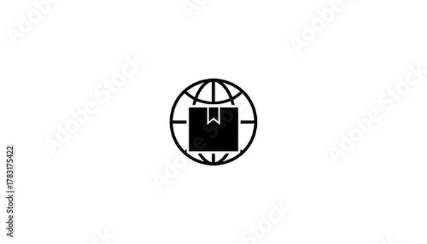 Obraz Symbolic icon of a parcel inside a globe, representing global shipping