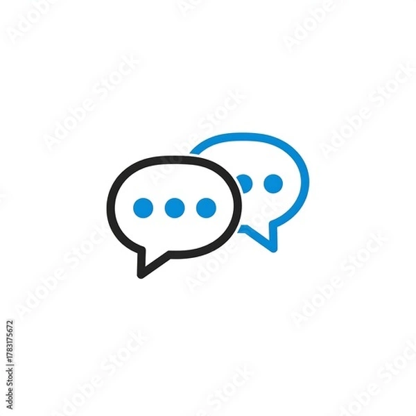 Obraz Vector illustration of two chat bubbles with blue dots, isolated