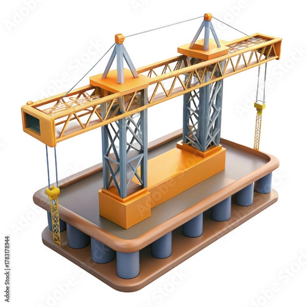 Obraz 3d construction crane model isolated on transparent background