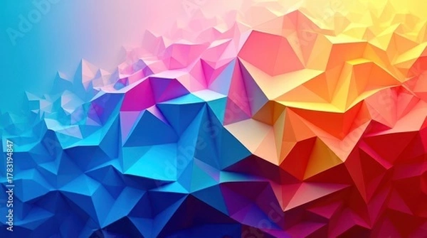 Fototapeta A colorful abstract design with blue, red, and yellow shapes