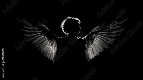Fototapeta Figure in business suit with wings evoking image of fallen angel