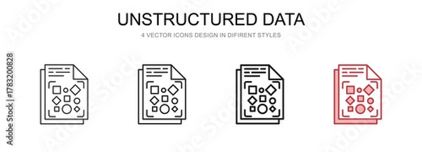 Obraz Unstructured Data in 4 different styles vector illustration