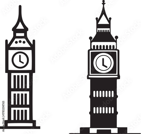 Obraz Big Ben Silhouette Icon vector illustration 