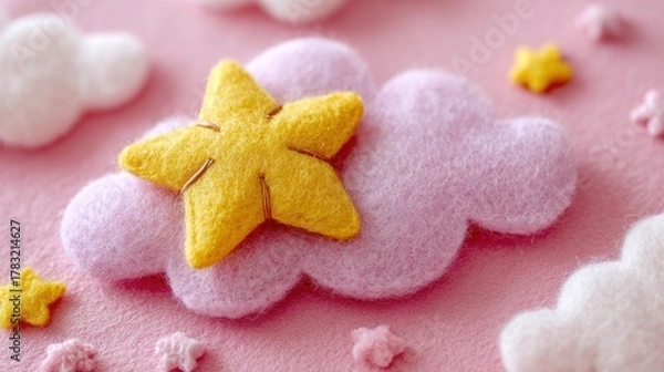 Obraz Soft, fluffy clouds with a star