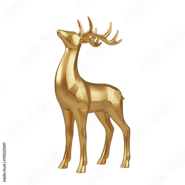 Obraz golden deer thropy on white background