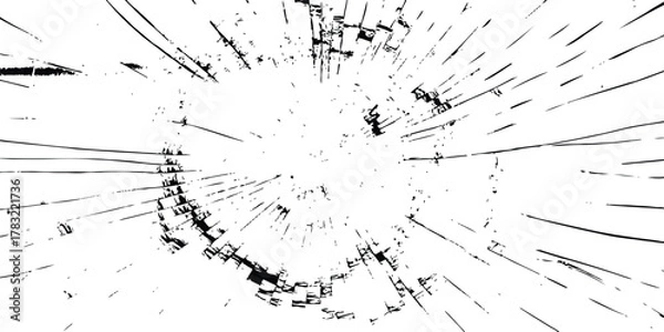 Obraz Shattered glass effect with radiating cracks and distressed grunge texture