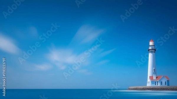 Obraz Lighthouse on rocky shore coastal beacon ocean view stunning lighthouse guides ships rugged shore beautiful coast