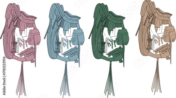 Obraz Four Distinct Variations of a Stylish Handbag Illustration