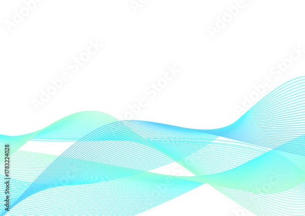 Fototapeta 水色と緑の抽象的なウェーブの背景　