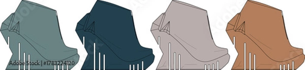 Obraz Elevated Style Abstract Wedge Heel Booties in Varied Earth Tones