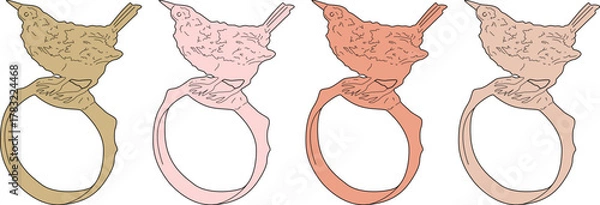 Obraz Abstract Line Art Organic Forms with Textured Surfaces in Muted Colors