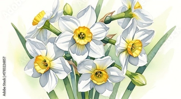 Obraz Beautiful White Daffodils Bouquet.