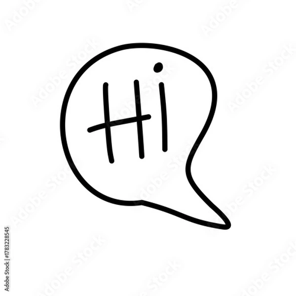 Obraz Hand-Drawn Chat Bubble with Hi Message - Chat Doodle
