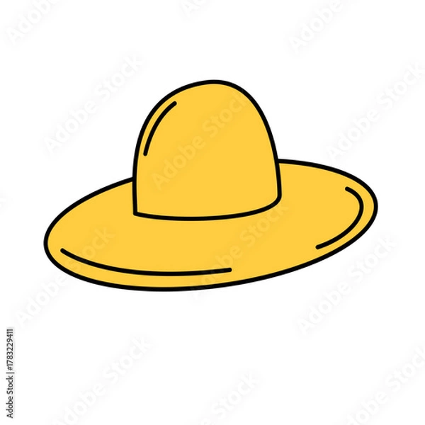 Obraz Hand-Drawn Colored Summer Hat Drawing Doodle