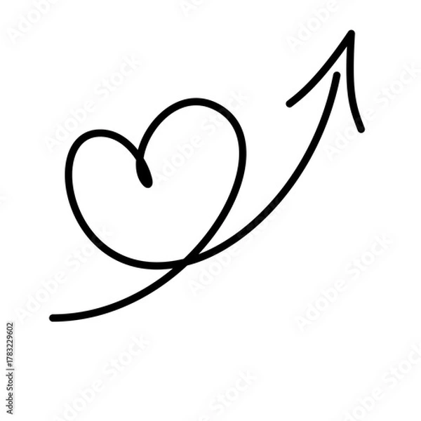 Obraz Hand-Drawn Heart Arrow Doodle