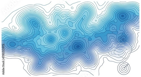 Obraz Lake Depth Chart Topographic Map.