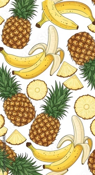Obraz Tropical Fruits Pattern Design.