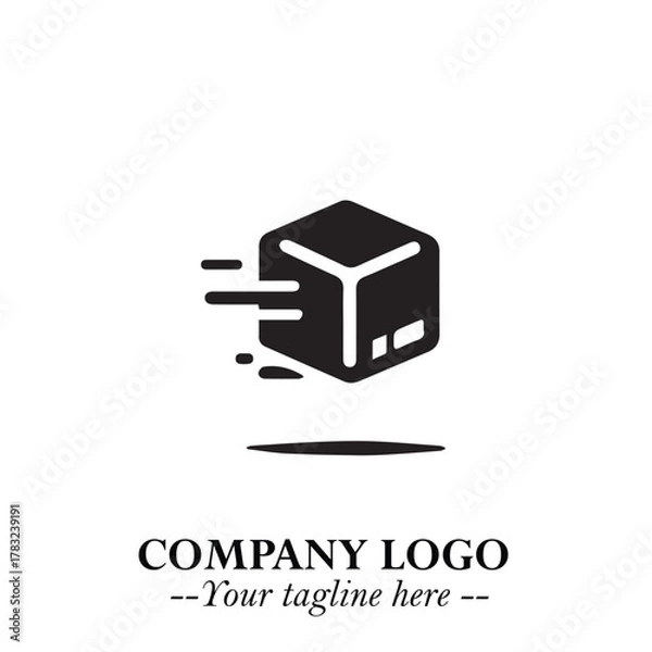 Fototapeta Box Moving Fast Symbol in Black on the White Background with Dynamic Delivery Design